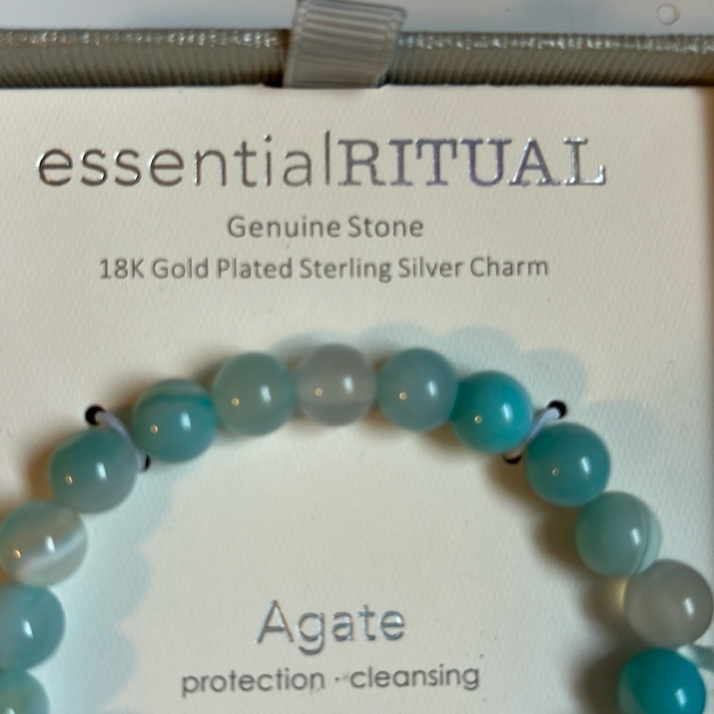 Blue and Gold Beaded Bracelet with Elegant Charm - Picture 3 of 5
